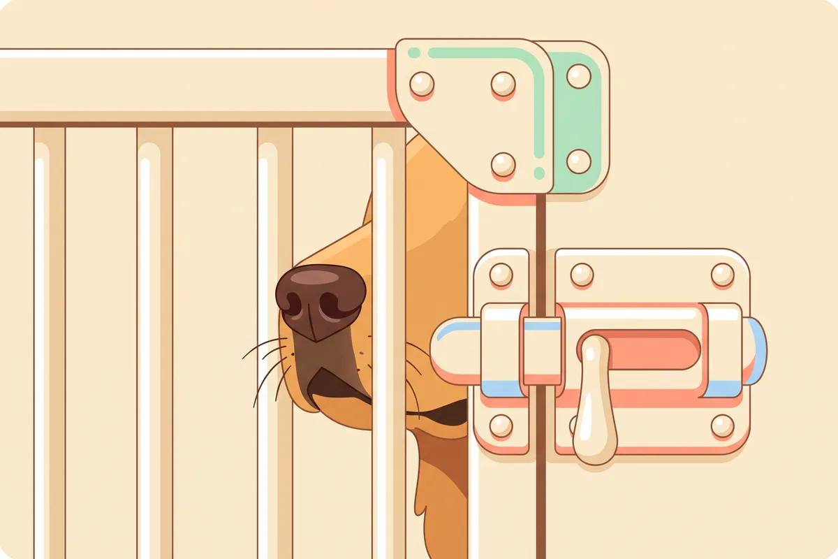 Close-up of a heavy duty crate door latch secured with a locking carabiner